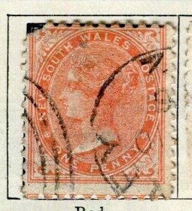 AUSTRALIA; NEW SOUTH WALES 1862-64 early classic QV issue used 1d. No Wmk