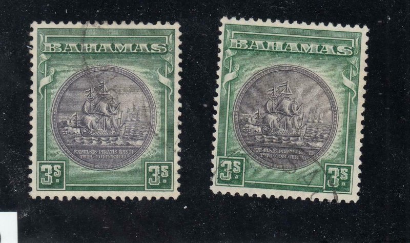 BAHAMAS # 91-91a VF- 3sh COLONY SEALS FROM THE HILLSON COLLECTION CAT VALUE $42