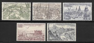 Czechoslovakia Scott C40-C44 Used H(CTO) - 1955 City Views Air Post - SCV $4.15