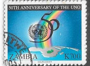 Zambia #649  700k   50th Anniversary of UN  (U)  CV$2.50