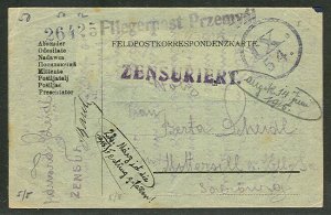 AUSTRIA/HUNGARY, “Fliegerpost Przemysl”, undated on scarcer blue green card