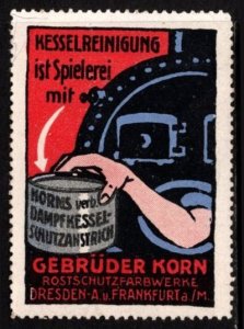 Vintage Germany Poster Stamp Horn's Steam Boiler Protective Coating Unused