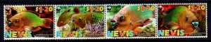 Nevis MNH Strip 1510 Rainbow Parrotfish WWF 2009
