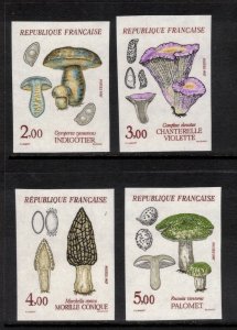 FRANCE 1987 Mushrooms, Imperforate; Scott 2050-53, Yvert 2488-91; MNH