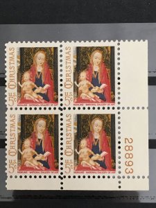 Scott # 1321 Christmas - Madonna and Child, MNH Plate Block of 4 Rare Plate #