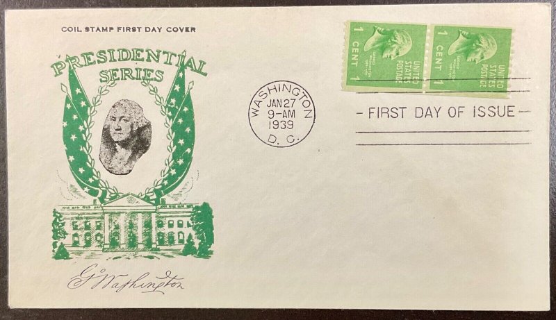 848 Cachet Craft George Washington Coils, Presidential Series  FDC 1939