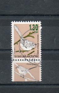 Israel Scott #1143 Bale #1133-I 1992 Songbird 1.30NIS Phosphor Left Tab!!