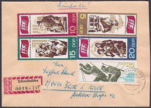 EAST GERMANY 1968 registered cover - nice franking - ships railway.........a3553