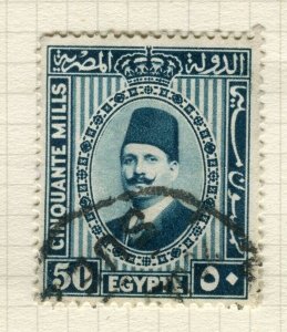 EGYPT; 1927 early Farouk issue fine used Shade of 50m. value