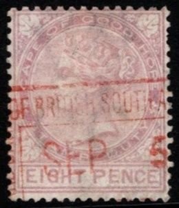 1872 Cape Of Good Hope Revenue 8 Pence Queen Victoria General Tax Duty Used