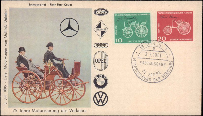 Germany Post-1950, Worldwide First Day Cover, Automobiles