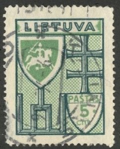 LITHUANIA #287, USED ON 102 CARD - 1934 - LITH079