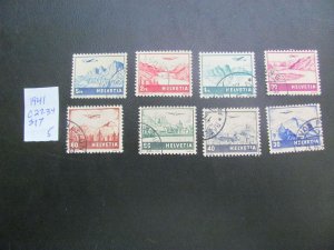 SWITZERLAND 1941 USED SC C27-34 AIRMAIL SET VF/XF $17 (185)