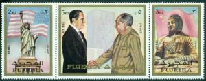 Fujeira MNH STRIP Nixon Mao Buddha Statute of Liberty $$ Mi 1099-1101 (OS-1)