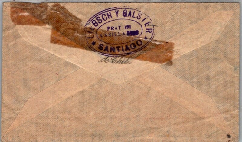 SCHALLSTAMPS CHILE 1930 AIRMAIL COVER MULT FRANKING ADDR GERMANY CANC SANTIAGO