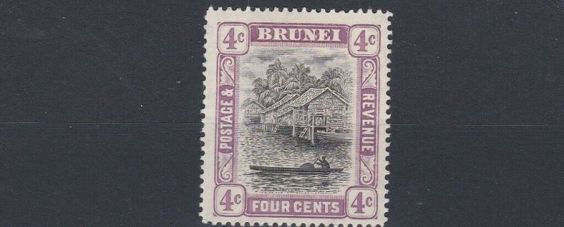 BRUNEI  1907 - 10  SG 26  4C  GREY BLACK &  MAUVE    VLMH  LIGHT TONING