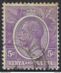 KENYA & UGANDA 1922 KGV 5c Dull-Violet SG77 FU