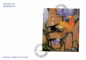 Mordovia 1998 (Russian Local) Birds-Scouts Jamboree Souvenir Sheet Perf. FDC