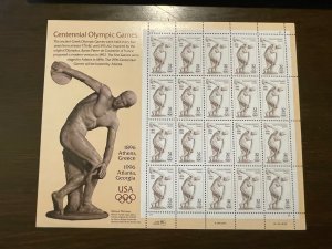 US SC 3087 Sheet 32¢ Centennial Olympic Games, (1) P# P1, MNH- Superb