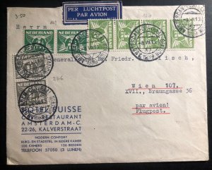 1939 Amsterdam Netherlands Hotel Swiss Airmail Cover To Vienna Austria