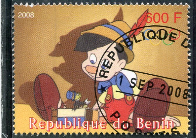 Benin 2008 DISNEY CHARACTERS Beijing Olympics 2008 1v Perforated Fine Used VF