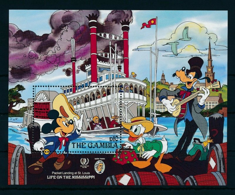 [22349] Gambia 1985 Disney 150th Birthday Mark Twain, boat ride MNH