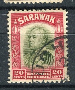 SARAWAK; 1934 early Brooke Crown Colony issue fine used 20c. value