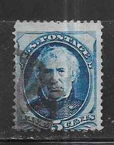 US # 185 5c Zachary Taylor, blue  (U) CV. $16.00