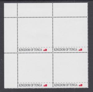 Tonga Sc 1188 MNH. 2012 3pa Personalizable stamp, UL Sheet Corner Block of 4, VF