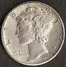 1944 Mercury Dime - XF