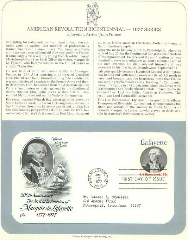 Lafayette, FDC (USHFDC1716)