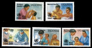 Uganda 1988 - WORLD HEALTH ORGANIZATION - Set of 5 stamps (Scott #642-6) - MNH