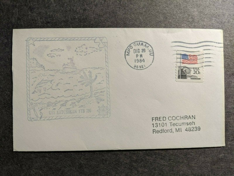 USS KETCHIKAN YTB-795 Naval Cover 1984 Cachet MPO GUAM 