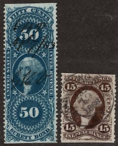 United States Revenue Stamps R40b R43b R46b R63b