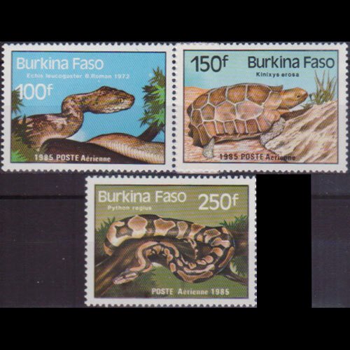 BURKINA FASO 1985 - Scott# 700-2 Reptiles 100-250f NH