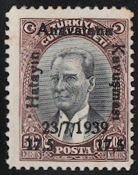 TURKEY 1939 Sc 828 Mint NH 17.5k / 500k, Mustafa Pasha
