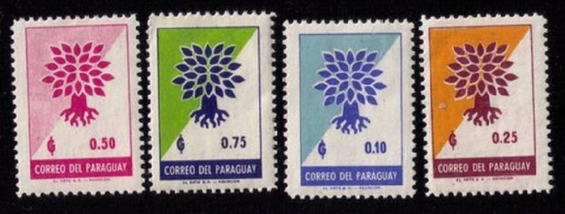 PARAGUAY (1961) SCOTT #619-622 UPROOTED OAK EMBLEM SET OF FOUR VF