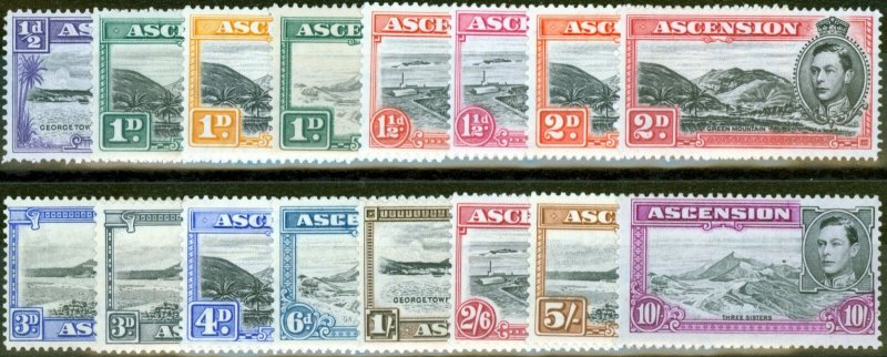 Ascension 1938-49 set of 16 SG38b-47b Fine Mounted Mint 