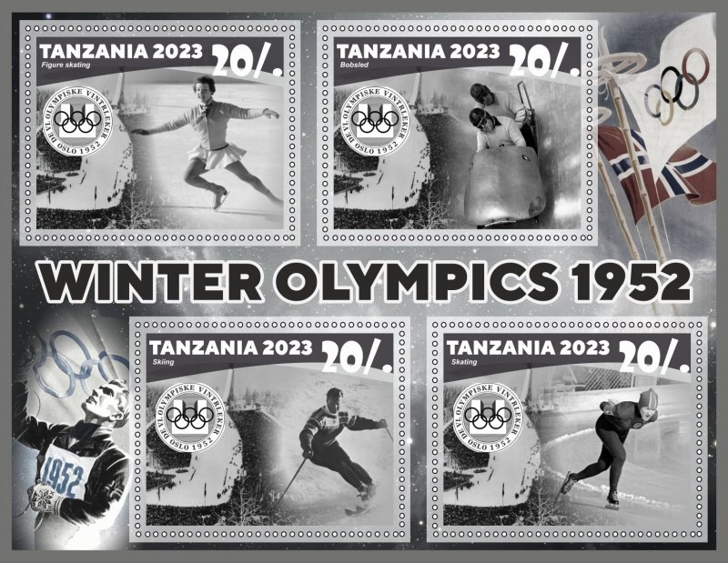 Stamps.Olympic Games 1952 1+1 sheets  perforated 2023 year Tanzania