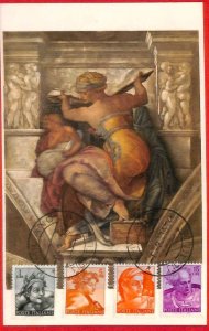 aa3388 - ITALY - POSTAL HISTORY - MAXIMUM CARD  - 1961  Art MICHELANGELO 
