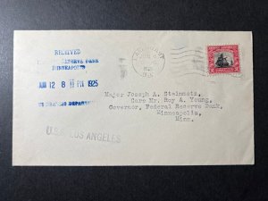 1925 USS Los Angeles Zeppelin Cover Lakehurst NJ to Minneapolis MN Last Mail