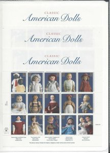 US Scott # 3151 - 3 / American Dolls  Mint Sheet's of 15 / 3 Sheets MNH