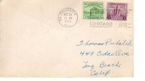 1c & 3c  CENTURY OF PROGRESS  - CHICAGO, ILL  1933  FDC17559