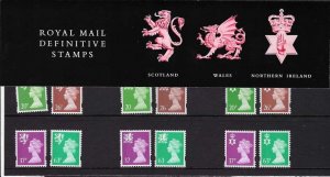 GB 1998 Regionals 20p-63p photogravure x3 regions, pres pack #42