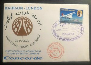 1976 State Of Bahrain First Flight cover FFC To London England Concorde