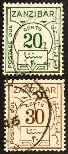 Zanzibar Stamps # J20-1 Used VF Scott Value $30.00