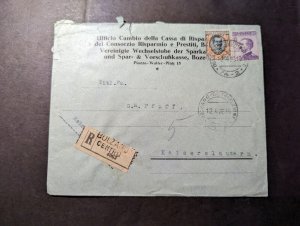 1926 Registered Italy Cover Bulzano to Kaiserslautern Germany G M Pfaff