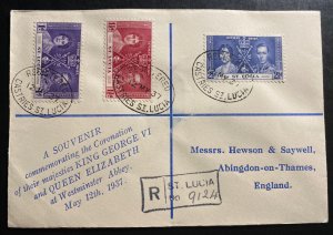 1937 St Lucia First Day Cover King George VI Coronation KGVI To Thames England