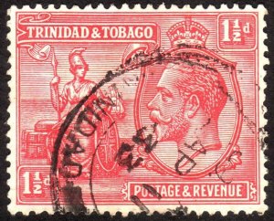 1922, Trinidad and Tobago 1 1/2p, Used, Sc 23