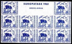 Germany 1961 EUROPA CEPT 1961 GROSS-GERAU AIRCRAFT Dark Blue Sheetlet (10) MNH